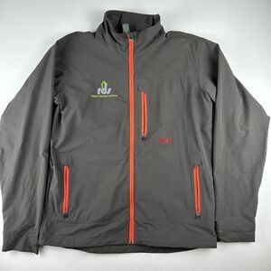 Stio Windbreaker Rain‎ Jacket Mens Medium Gray Orange Hiking Fishing Gorpcore